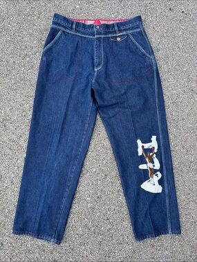 Vintage Y2K Platinum Fubu Denim Jeans with Muhammad Ali Graphic Accent 40x34